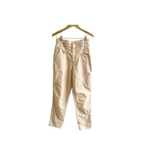 Isabel Murant Denim Jeans High Waisted Tapered Leg Logo Cream Size 6 Designer